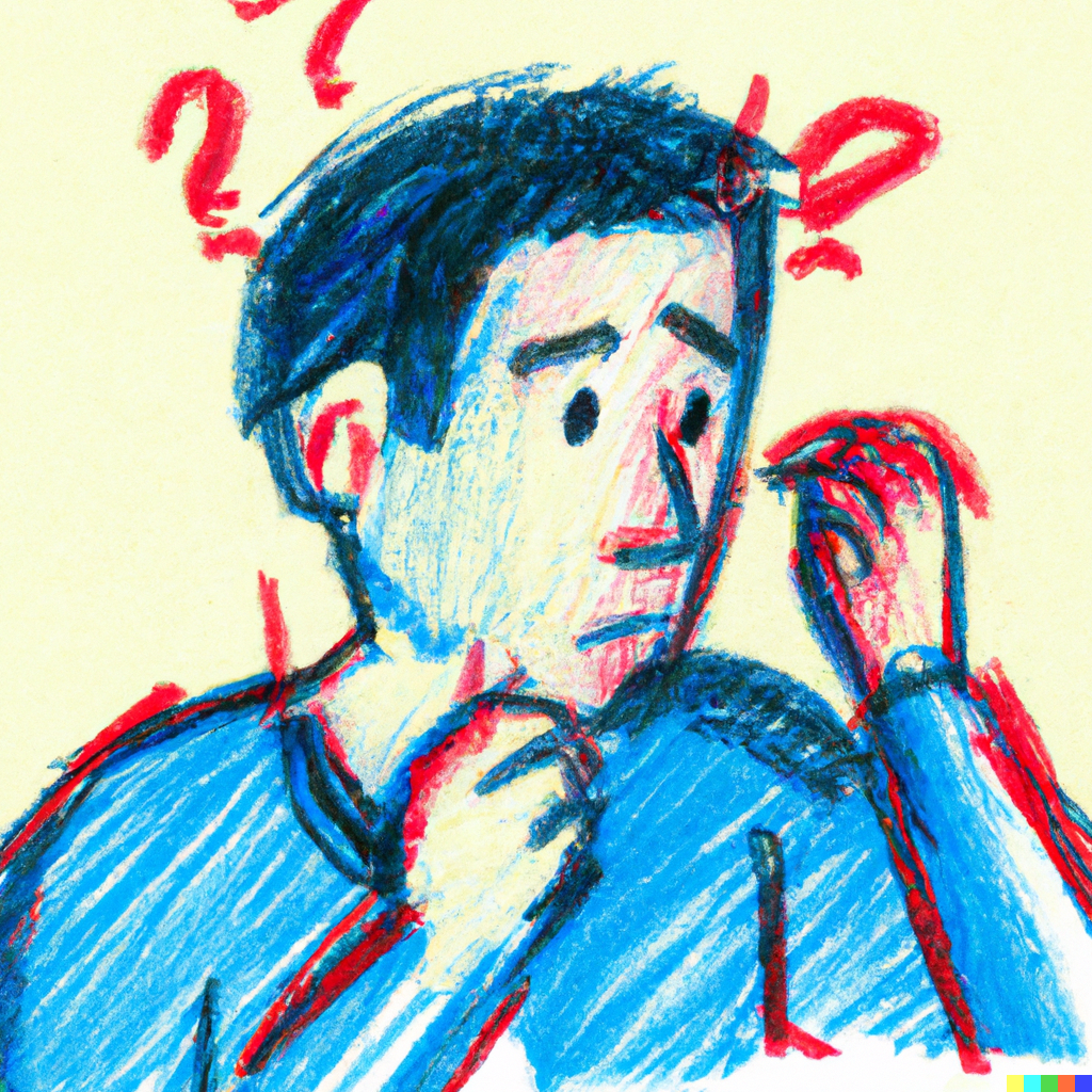 Colored pencil sketch of somebody who just sat through a technical talk and remains very confused