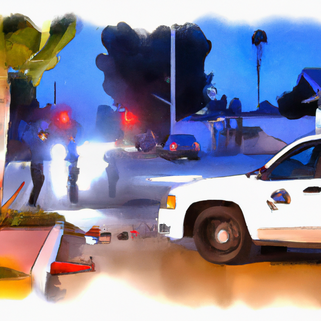 Police officers in Torrance were following the suspect when he pulled off the road and killed himself., watercolor painting