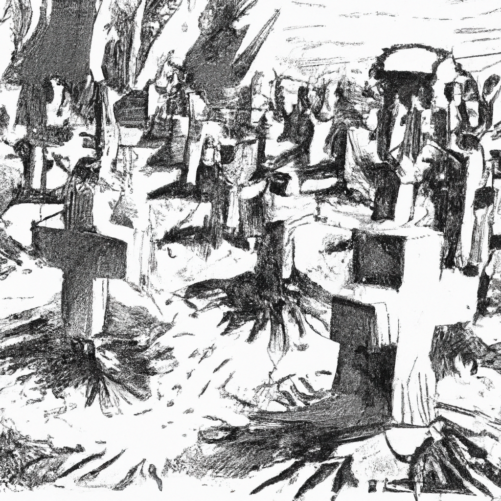In Bleak Russian Cemetery, Sea of Crosses Signals War’s True Toll, sketch