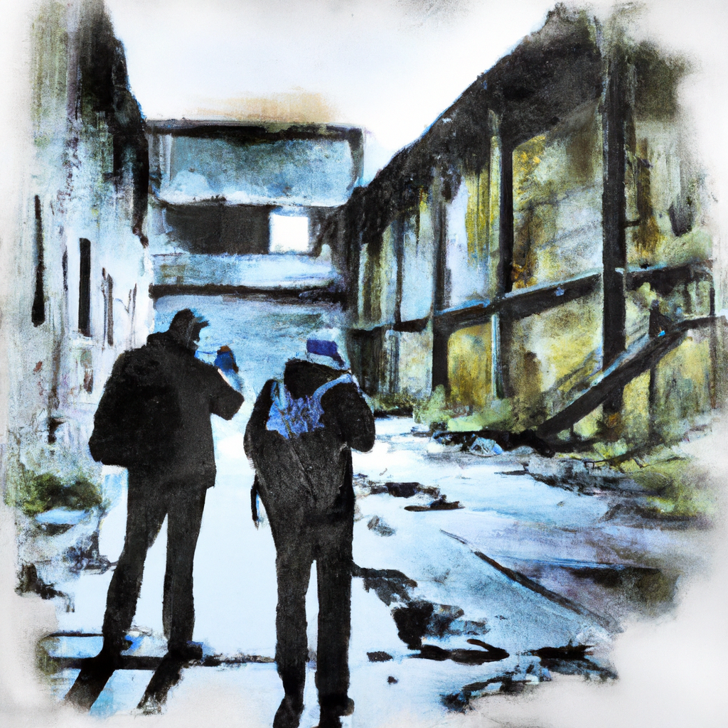 They Sneaked Into a Derelict Arms Plant: Instagrammers or Spies?, watercolor painting
