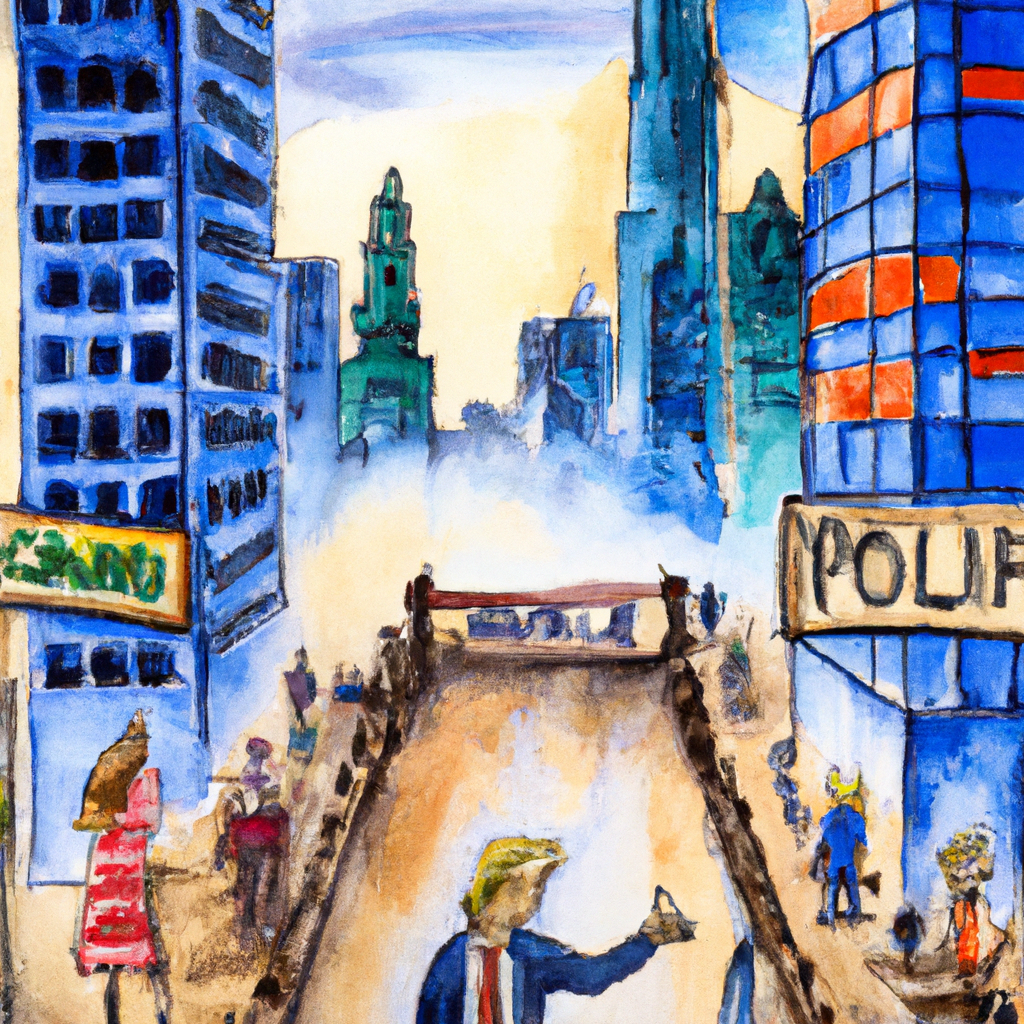 A Presidential Candidate and a City Brace for a Consequential Week, watercolor painting