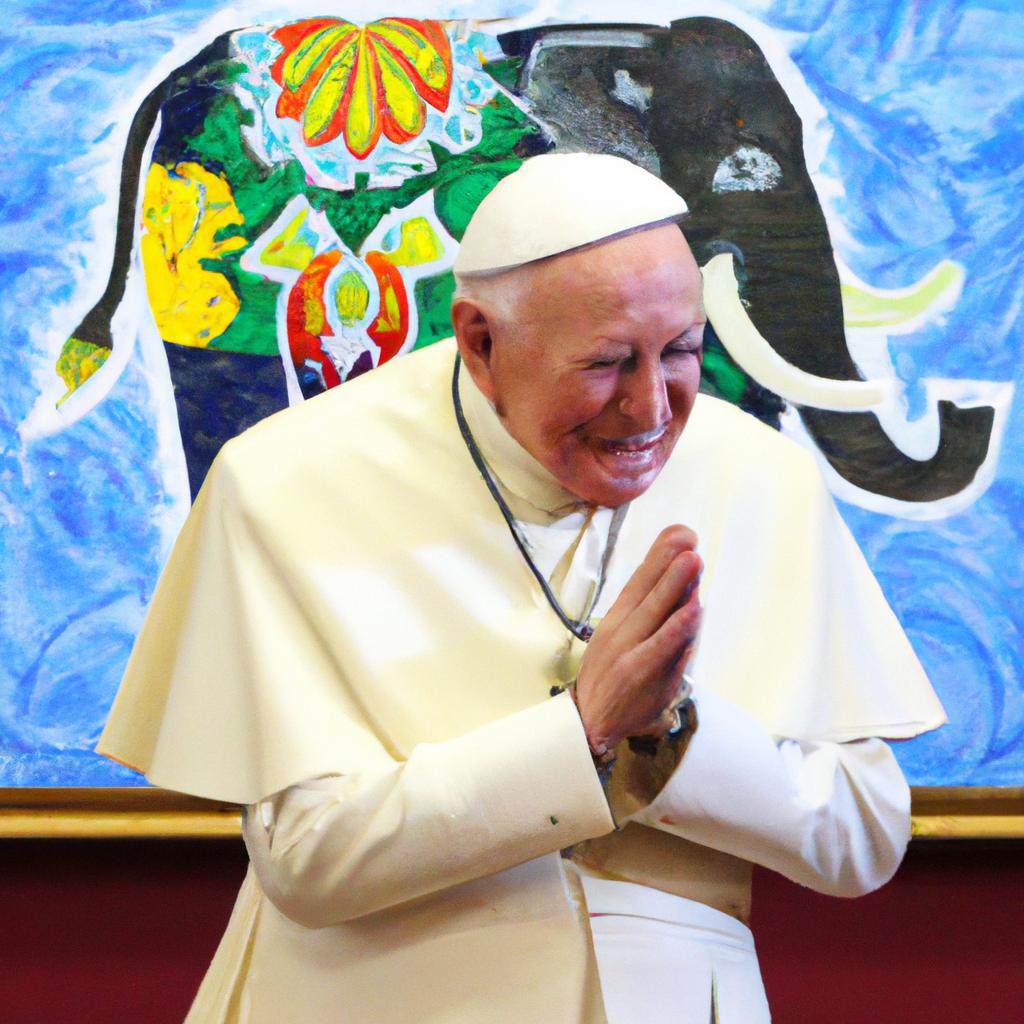 Pope Reveals He’s Working on Secret ‘Mission’ of Peace in Ukraine, painting made by an elephant